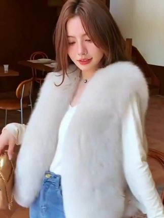 秋冬新款棉服坎肩外穿保暖毛绒背心外套年轻款时尚气质毛毛马甲女