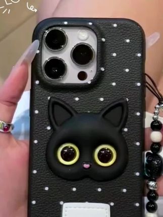 雅天立ins波点个性黑猫适用iPhone16promax苹果13/15手机壳14手链#手机壳 #数码科技 #是时候安排一下了 #这个手机壳真的长在我心巴上了 #爆款手机壳