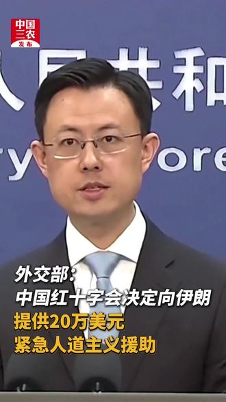 外交部:中国红十字会决定向伊朗提供20万美元紧急人道主义援助