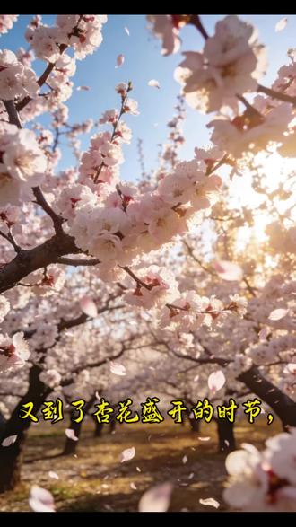 杏花开,好运来 #热门 #总有一句话戳心 #每日书摘 #人生智慧朗诵者白桦书香 #画画 又到了杏花盛开的时节,如烟似霞,美得让人心醉。我走进杏花林,花瓣轻轻飘落,我伸手接住一片花瓣,它那么薄,那么脆弱,就像我们那些逝去的时光,再也无法挽回。年复一年,杏花依旧灿烂,可我们却在岁月的长河中改变了模样。或许,人生就是这样,有相聚就有分离,有欢笑就有泪水。看着这盛开的杏花,我知道,它们终有一天会凋零,但明年还会再次绽放。而我们,也只能在这不断的轮回中,带着回忆继续前行。