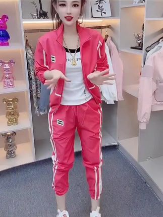 网红炸街运动休闲套装女春显瘦时尚洋气时髦减龄卫衣束腿裤两件套