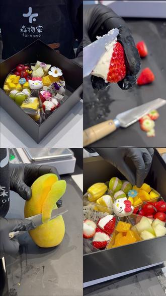 kitty猫果切摆摊爆单!水果也能吃出仪式感 #果切 #冷萃希腊酸奶 #高端水果 #冷萃酸奶 #酸奶