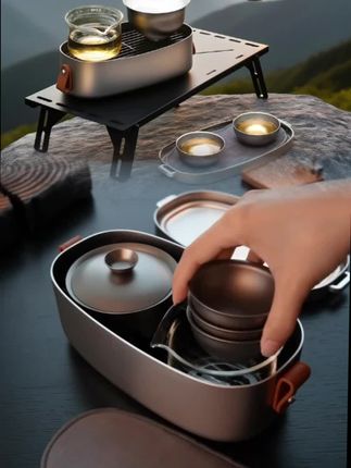 哲品结晶钛茶具套装高端全套游侠合一便携式旅 行套装茶具泡茶专用