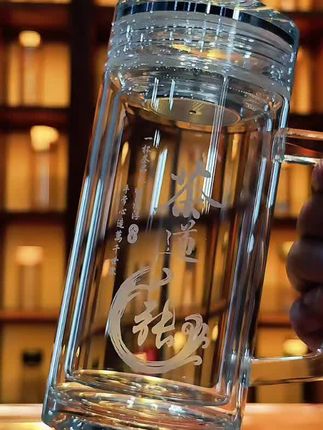 高硼硅带把玻璃杯男士专用茶水分离杯家用办公双层防烫隔热水杯子#带把玻璃杯#茶水分离杯#水杯#泡茶杯