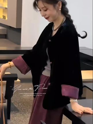2025秋冬新款高级感新中式国风长袖外套裤子两件套#高级感穿搭 #洋装穿搭 #知性优雅