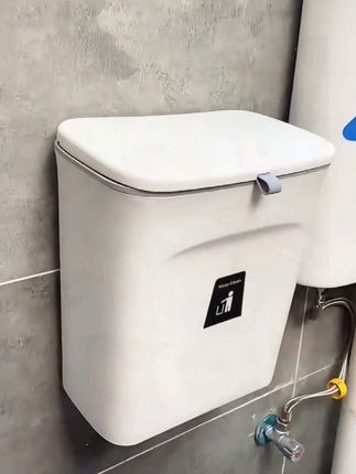 挂式垃圾桶卫生间厨房翻盖夹缝收纳盒,可悬挂可粘墙#垃圾桶#壁挂垃圾桶#卫生间垃圾桶#生活好帮手