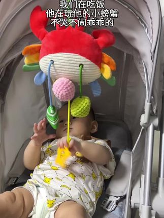 小小的娃好乖呀 我们在吃饭 他自己玩小螃蟹不哭不闹!#宝妈带娃 #哄娃神器 #拉拉乐玩具 #婴儿玩具推荐