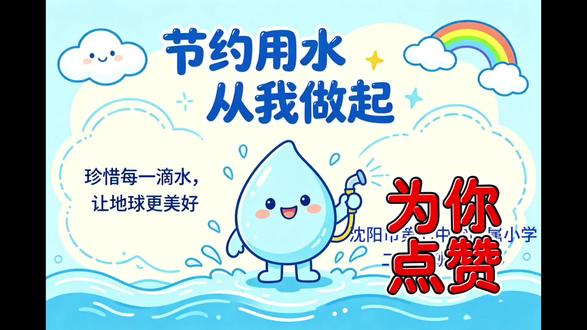 节约用水 从我做起 二年级小妞的德法课作业,她说在班级播放时她有点害羞,我说早知道要播放就不一遍过,好好录。#节水教育 #正能量小学生 #口才 #二年级