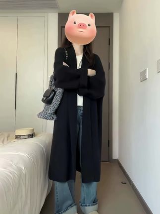 大码女装韩系慵懒风长款开衫毛衣微胖宽松显瘦针织衫长款秋季外套#秋冬必备外套 #大码女装 #大码外套 #长款开衫 #针织衫