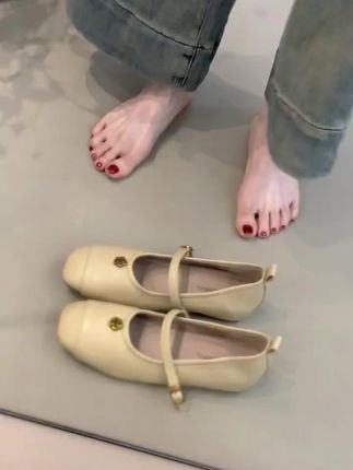 羊皮版~真皮复古山茶花浅口软皮一字扣带单鞋女法式晚晚鞋玛丽珍#穿出高级感 #夏季凉鞋 #美鞋控 #ins网红女鞋 #新款女鞋