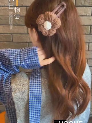 #图文伙伴计划2024 毛线针织花朵抓夹女高级感2024新款秋冬发夹后脑勺鲨鱼夹夹子头饰 #发夹 #发夹发饰 #发夹发饰 #发夹头饰推荐