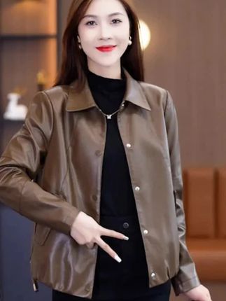 海宁皮衣正品秋冬季新款加绒加厚带毛领女短外套时尚百搭休闲洋气#谁穿谁好看