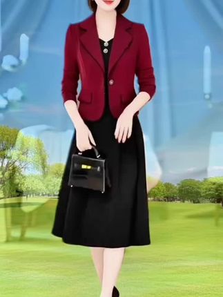 【拉夏】2025早秋新款喜婆婆婚礼连衣裙,精选喜庆红色打造,融合优雅小香风设计,采用上衣+裙子两件套款式,时尚感与仪式感兼具,版型贴合身形尽显端庄,轻松满足喜婆婆在婚礼场合的穿搭需求,既符合喜庆氛围又不失精致格调,是婚礼上亮眼又得体的优选服饰。#高级感穿搭 #气质女神范儿 #时尚气质穿搭 #美搭尽显女神范 #高贵优雅显气质