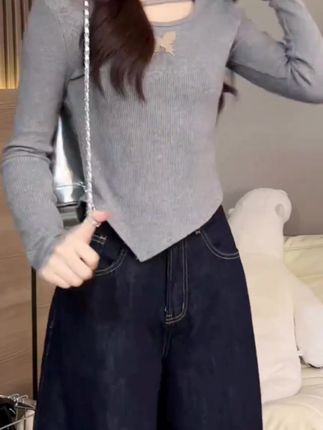 韩系设计感小众打底衫修身显瘦上衣面料柔软亲肤#内搭外穿都好看 #好身材好气质 #打底衫