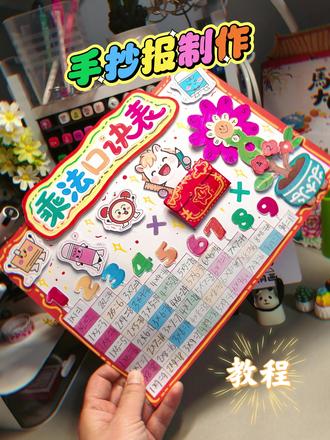 乘法口诀手抄报制作教程来啦 小机关录了两遍呢,不清楚的随时评论区问我哦!#乘法口诀 #趣味数学 #手抄报素材 #小机关教程