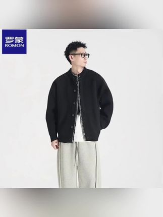 Romon/罗蒙秋冬新款假两件拼接棒球领针织衫男款时尚纯色时尚毛衣@DOU+小助手 @抖音小助手 @电商小助手 @抖音创作小助手
