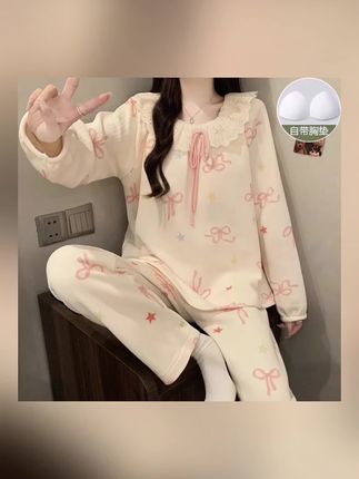 空气棉睡衣春秋款女可外穿甜美女款爆款2025新款秋冬季家居服套装