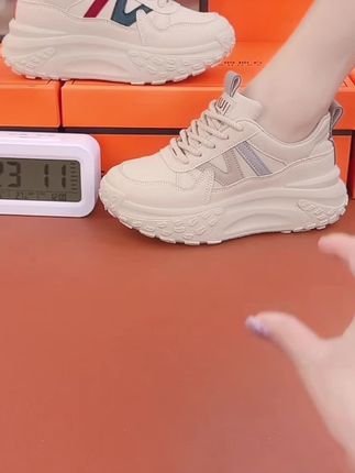 厚底增高5cm2025年秋季新款女休闲皮面运动休闲鞋时尚鞋韩版女鞋