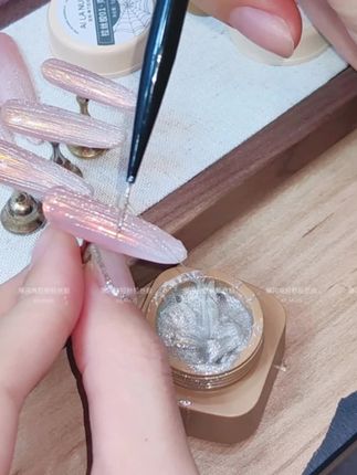 免洗克拉白闪拉丝胶新款爆闪弹力胶高密度粉钻碎钻美甲店素材  #美甲 #好物推荐🔥