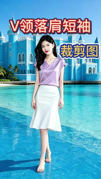 V领短袖裁剪图 #零基础学裁剪 #夏季穿搭 #爱生活爱手工 #自己做衣服自己穿 #女红传统文化 新手看完就会做衣服,不用画袖子,不用上袖子。 三醋酸面料。 桑蚕丝、香云纱也可以,舒适、养肤。