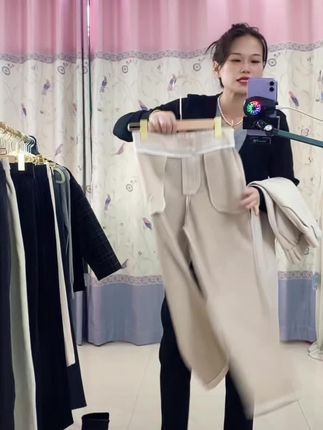 九分毛呢女秋冬高腰休闲西装裤萝卜哈伦裤通勤小个子宽松显瘦职业#西装裤