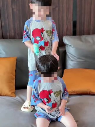 又软又舒服的#莫代尔家居服套装 凉凉滑滑的也太舒服了 还是小朋友都喜欢的蜘蛛侠印花的#儿童家居服套装