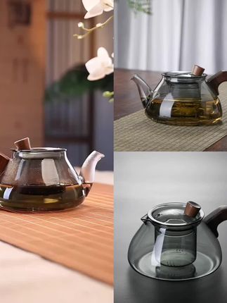 玻璃茶壶耐高温加厚泡茶壶茶水分离家用花茶壶茶具木把过滤煮茶壶#泡茶壶#煮茶壶#爆款热卖中#厂家直发#超便宜超划算