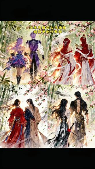 你们都在找的逆水寒情侣古风水粉插画制作教程来了,#即梦ai #逆水寒古风水粉插画ai指令 #逆水寒古风水粉插画ai特效 #逆水寒古风水粉插画教程 #逆水寒