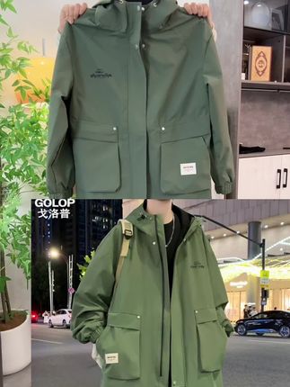 大码中长款工装外套#大码外套 #中长款风衣外套 #工装外套