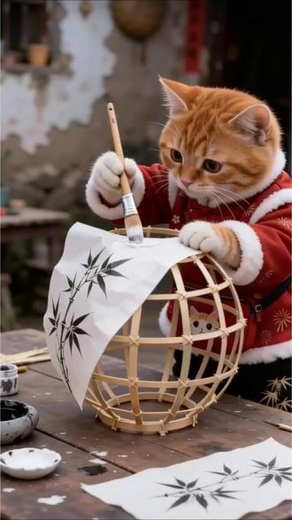 【橘宝的人间烟火】第218集:村子里没有花灯看,橘宝将竹子削成细条,糊上纸,画出梅花鸟雀竹子,绚烂的美好,从他手里长了出来,灯上画着梅花,愿你傲雪迎春,画着鸟雀,愿你自在随心,画着翠竹,愿你傲骨铮铮……#花灯#萌宠#可爱 #猫咪 #橘猫