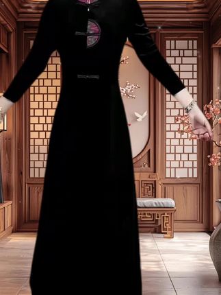 #旗袍连衣裙#新中式连衣裙#黑色系穿搭 #中年女装#洋气减龄