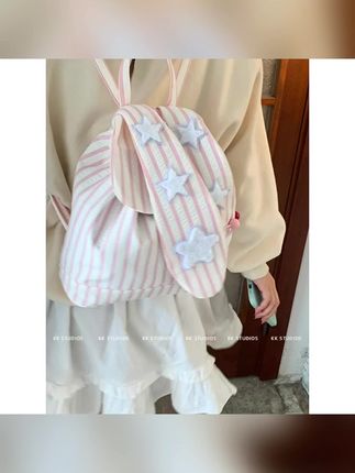 可爱兔耳朵双肩包包女款2025新款学院风时尚出游小背包学生书包#郝邵文推荐#双肩背包#双肩背包女 #旅行包#旅行包包推荐