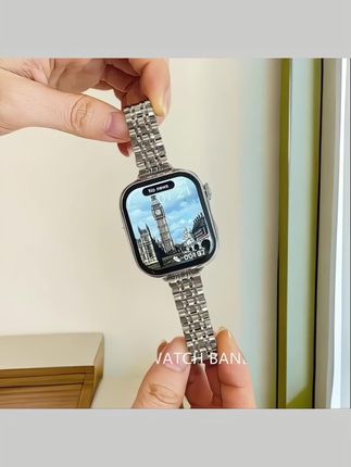 #数码科技 适用AppleiwatchS10S9876SE七珠细款小蛮腰钢带金属表带感女#iwatch表带 #手表带 #小蛮腰表带 #金属表带