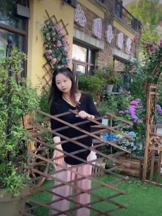 爬藤花架支撑架碳化防腐木栅栏可伸缩木篱笆墙网格支架庭院装饰#强烈推荐 #小院改造 #小白菜汤怎么做 #土豆的神仙吃法教程