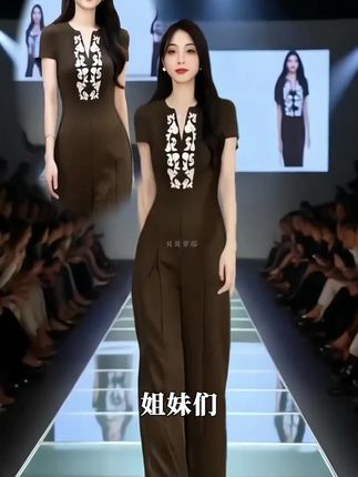 阔腿连体裤女夏修身气质高端大气上档次减龄巨好看连衣裤D3025
