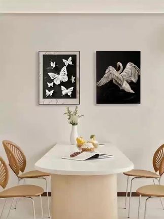奶油风,黑白灰风格餐厅搭配装饰画!#餐厅装饰画 #客厅装饰画 #装饰画 #电表箱装饰画