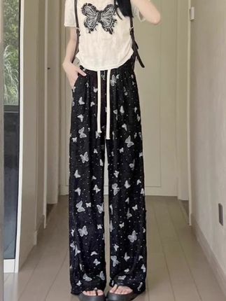 休闲裤春秋夏季大码胖m200斤新款高腰宽松破洞直筒乞丐阔腿裤#女装 #大码女装#阔腿裤 #秋季穿搭