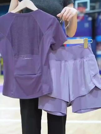 速干健身服套装女宽松显瘦夏季户外跑步服2025新款专业跳绳运动服#夏季运动服  #运动服套装   #跑步运动套装  #健身穿搭  #瑜伽服健身服
