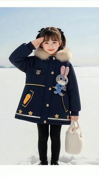 冬天宝贝也要暖暖的朱迪警官外套来守护! 卡通造型,小公主的心头好#万物皆可毛茸茸 #新年穿搭 #童装