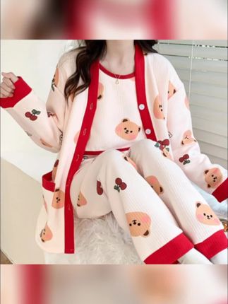 三件套月子服冬季产后哺乳孕妇睡衣空气棉秋冬款家居服可外穿套装#月子服推荐 #家居服 #孕妇睡衣