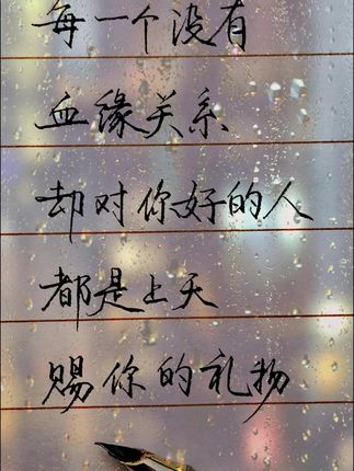 每一个没有血缘关系,却对你好的人#人生感悟 #情感共鸣 #恋爱婚姻家庭 #行楷练字