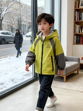 男童秋冬加绒双面穿外套2025新款儿童冲锋衣春秋上衣中大童两面穿#男童穿搭 #男童两面穿外套 #我要上热门抖音小助手 #男童#高品质童装