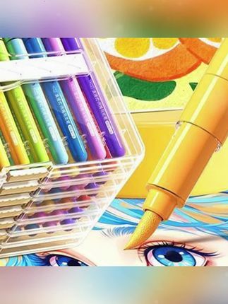 彩杆加粗儿童丙烯马克笔软头可水洗可叠色不透色学生专用绘画彩笔#马克笔#画笔#丙烯马克笔#儿童马克笔 #儿童彩笔