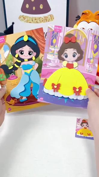 公主贴纸EVA海绵换装贴纸3d立体粘贴画小女孩手工diy制作 #拆盲盒 #手工盲盒 #剪纸教程 #微缩场景贴纸 #手工diy制作