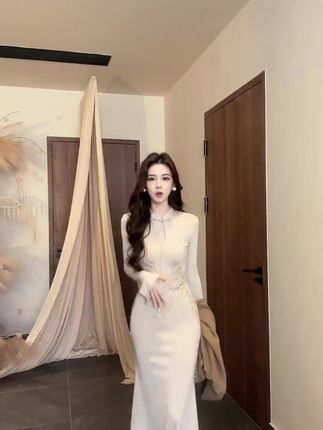 【杏织云裳】新中式时尚气质立领盘口刺绣长裙设计感披肩套装#旗袍#新中式旗袍#新中式长裙#长裙披肩#气质长裙