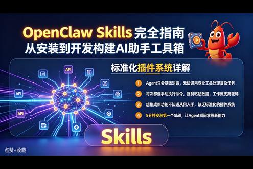 Agent只会聊天? Skills让它秒变全能 5分钟安装教 Agent功能太单一?😩 每次手动执行命令太麻烦?⏱️ OpenClaw Skills来拯救!5分钟安装,标准化插件系统,让Agent瞬间掌握新能力。点击观看完整教程!👇 #OpenClaw #Skills #AIAgent #技术分享 #开发者