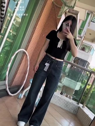 秋冬新款窄版阔腿裤2025年牛仔裤女长裤高腰显瘦小个子九分裤直筒#阔腿裤 #牛仔裤 #秋冬穿搭 #显高显瘦显腿长 #小个子穿搭