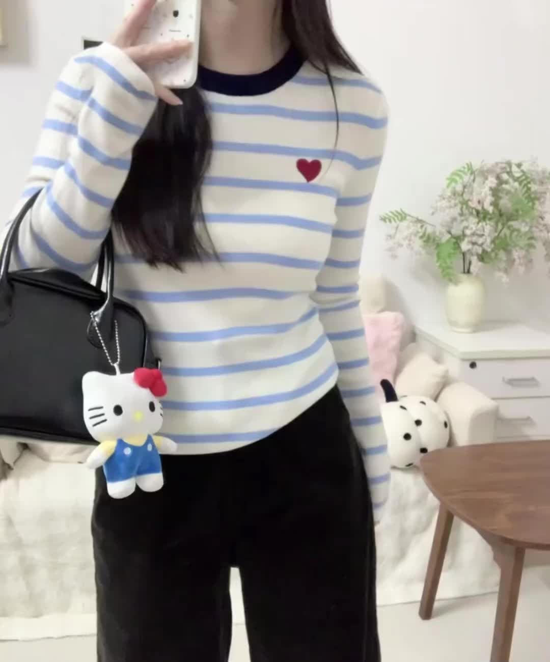 今天是乖仔 蓝白条纹好清新啊#简约耐看穿搭 #学院风穿搭 #气质甜美穿搭 #穿搭穿搭 #条纹控