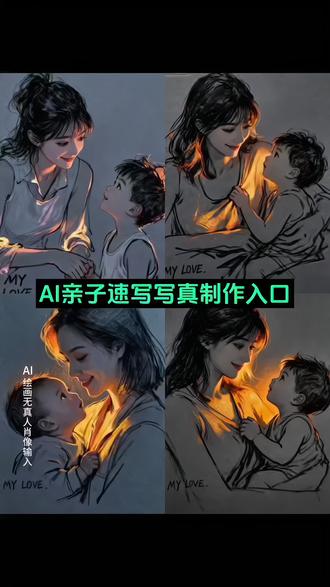 #即梦ai 亲子速写写真