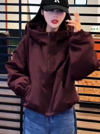 双拉链冲锋衣外套女2025新款连帽时尚设计感宽松百搭韩版夹克上衣#高级感穿搭#春秋穿搭 #女装穿搭 #外套穿搭 #休闲百搭